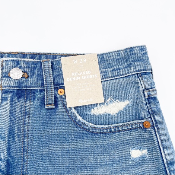 NEW Madewell Relaxed Denim Shorts in Renfield Wash Destructed Edition ND697 - Picture 3 of 7